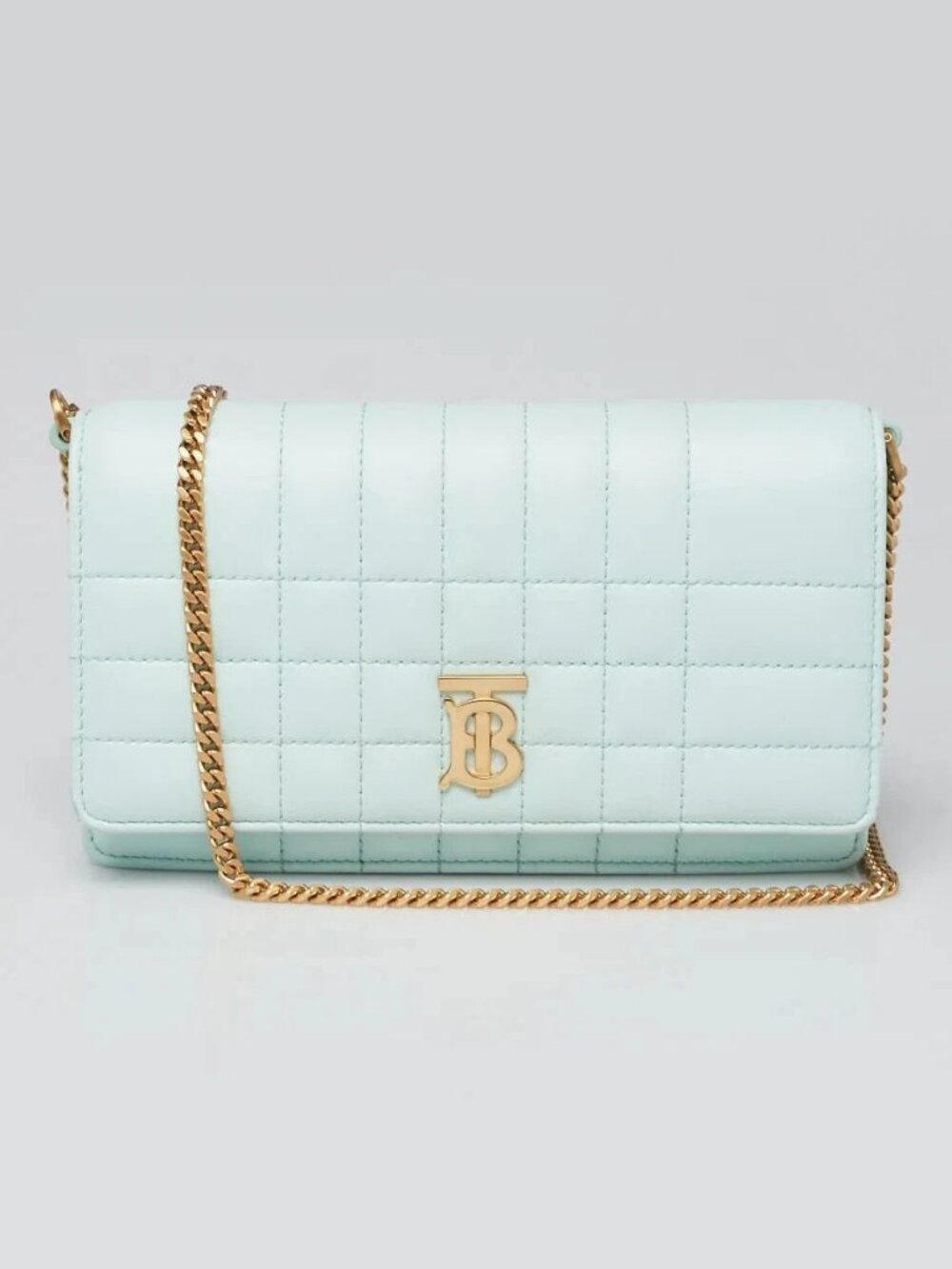 Burberry Green Quilted Leather Lola Wallet on Chain Bag